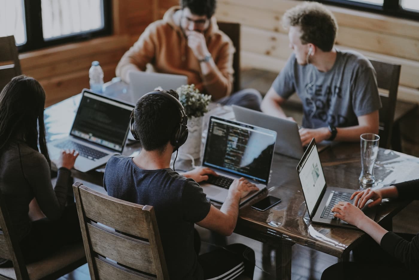 Small business team collaborating in a modern office
